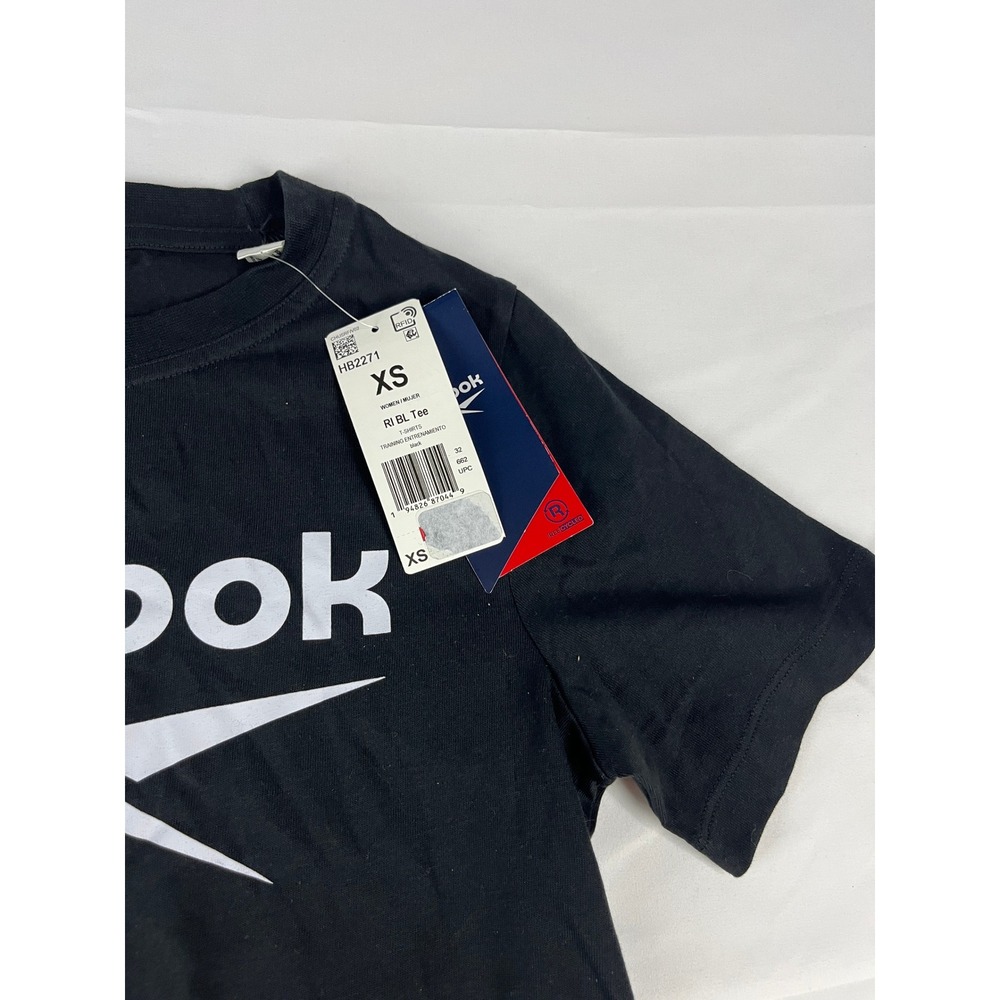Reebok Women's Black Graphic T-Shirt‎ XS Short Sleeve Logo Tee NWT
